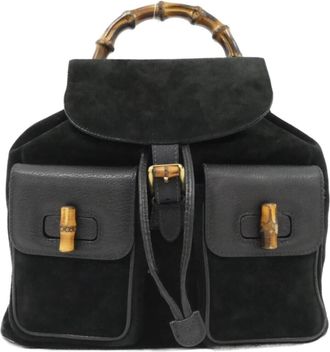 Gucci Black Suede Leather Backpack (Pre-Owned)