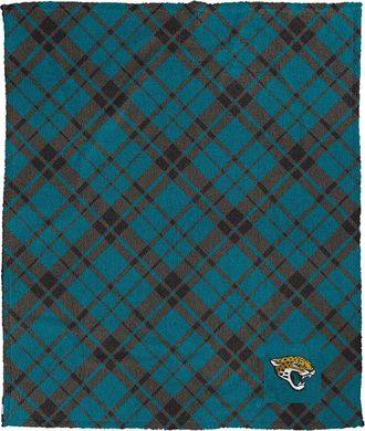 Pegasus Sports Jacksonville Jaguars Nfl Team Plaid Sherpa Logo Patch Throw