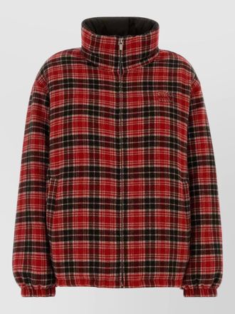 Miu Miu reversible wool down jacket embroidered plaid