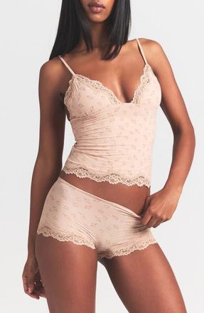 SKIMS Fits Everybody Lace Triangle Camisole in Mica Sketched Hearts at Nordstrom, Size Xx-Small