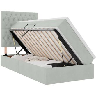 vidaXL Storage Bed with Mattress Light Grey 90 x 200 cm Velvet vidaXL