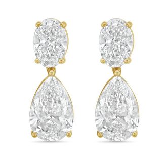 Diana M. Jewels 14KW YG 20.00 Ct TW of Lab grown oval and pear shape diamond drop earrings
