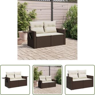 vidaXL Divano da esterno - Divano da Giardino a 2 Posti con Cuscini in Polyrattan Marrone