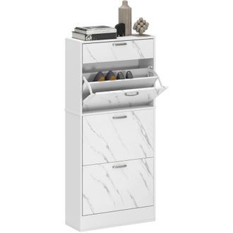 HOMCOM Homcom - Shoe Cabinet w/ 4 Drawers Shoe Storage Organiser for 18 Pairs Black