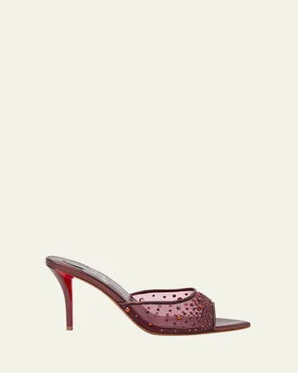 Christian Louboutin 80mm Miss Z Embellished Mesh and Metallic Leather Mule Pumps