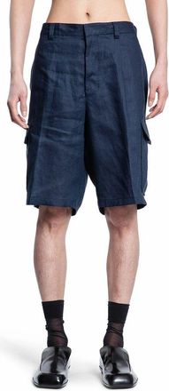 Prada Mens Blue Linen Bermuda Shorts