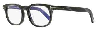 Tom Ford Mens Rounded Blue Block Eyeglasses TF5930-D-B 063 Black Horn 52mm