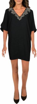 Aidan Mattox Beaded V-Neck Short In Black