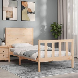 Berkfield Home Beautiful Bed Frame with Headboard Small Single Solid Wood in Natural