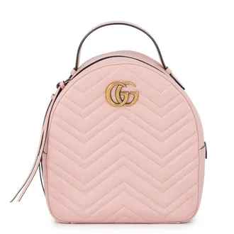 Gucci Gg Marmont Pink Leather Backpack (Pre-Owned)