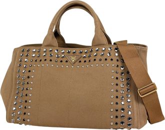 Prada Brown Canvas Tote Bag (Pre-Owned)