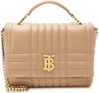 Burberry Beige Quilted Lambskin Leather Quilted Lambskin Tb Lola Small Top Handle (Authentic Pre-Loved)