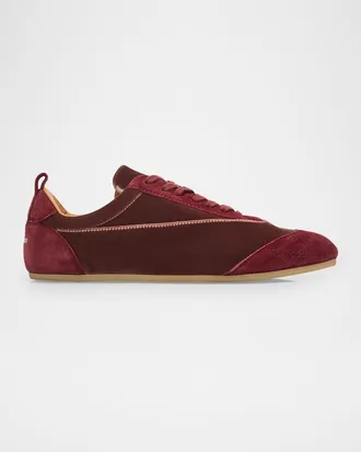 Jil Sander Etage Velvet and Suede Low-Top Sneakers