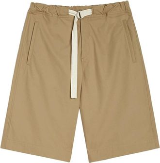 Jil Sander Korte Broeken, Heren, Beige, S, Katoen, Shorts met riemdetail en elastische band van katoen