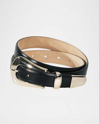 D&eacute;hanche Colette Gold-Tone Buckle Leather Belt
