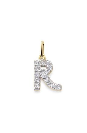 Monica Vinader Lab Grown Diamond Initial Pendant Charm in 14K Gold R at Nordstrom