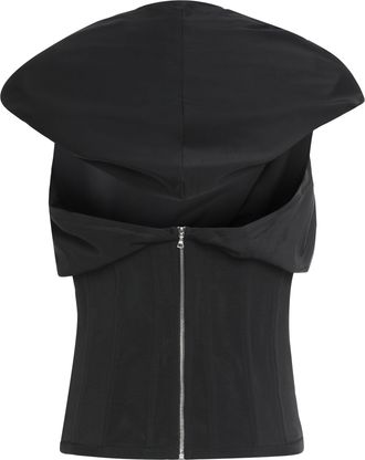 Frolov Womens Technical Fabric Top With Draped Design Black Polyamide Vests & Tank Tops
