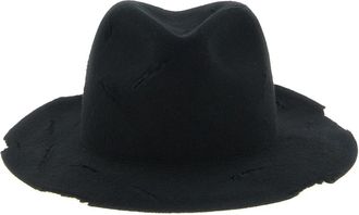 Yohji Yamamoto Wolvilten Hoed met Brede Rand - Heren - Hoeden - Zwart - XL - Wol - Accessoires