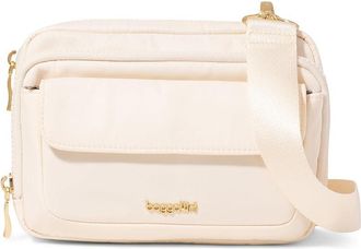 Baggallini Modern Double Zip Crossbody Cross Body Womens Handbags Coconut Twill, Nylon