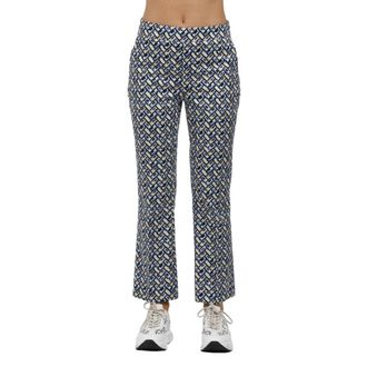 Via Masini 80 Geometric Print Katoen Stretch Broek - Dames - Wijde Broeken - Veelkleurig - XL - Katoen - Broeken