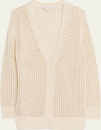 Michael Kors Cotton-Cashmere Crochet Cardigan