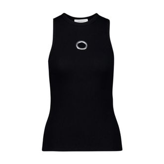 Paco Rabanne Tops, Dames, Zwart, M, Katoen, Tanktop van katoen
