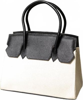 Florez jeans Womens Emma Atuel Canvas And Leather Bag In Black
