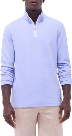 Bugatchi Waffle Knit Quarter Zip Performance Pullover in Sky at Nordstrom Rack, Size Xx-Large