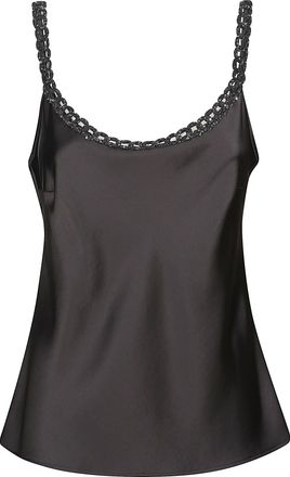 D.exterior Satin Top With Chain-Link Straps And Flared Silhouette