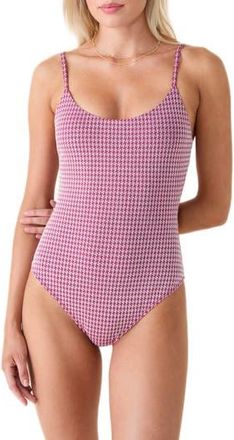 Andie Swim The Amalfi Houndstooth One-Piece Swimsuit in Merlot Houndstooth at Nordstrom Rack, Size X-Large