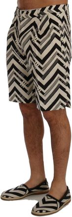 Dolce & Gabbana Mens Striped Cotton Linen Shorts White Chino