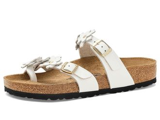 Birkenstock Mayari Flowers - Leather Womens Dress Sandals White : EU 42 (US Womens 11-11.5) Regular