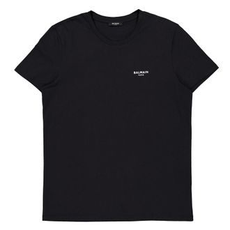 Balmain Flock Logo Cotton T Shirt, Size Large