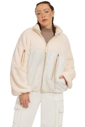 UGG Womens Marlene Sherpa Jacket Ii Coat, Cream, XL