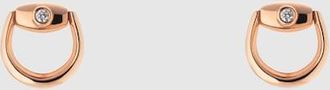 Gucci Horsebit Diamond 18k Stud Earrings, Gold, Rose Gold