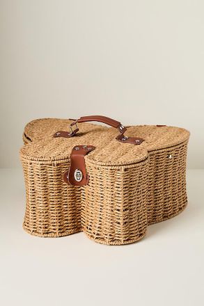 Anthropologie Butterfly Woven Picnic Basket