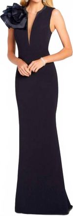 Cameron Blake Plunging Neck Evening Dress In Midnight