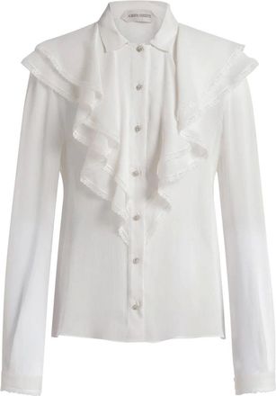 Alberta Ferretti Overhemden, Dames, Wit, 2Xs, Katoen, Stretch Poplin Shirt