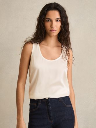 Reiss White Silk-front Cami Top, XL