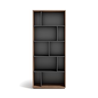 HERDASA Estanter&iacute;a Librer&iacute;a, Colecci&oacute;n Nack, Con 5 Niveles De Altura En Melamina Color Nogal Velmore-grafito