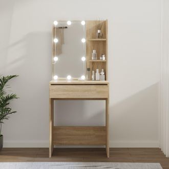 vidaXL Tocador Con Led Color Roble Sonoma 60x40x140 Cm Vidaxl