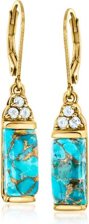 Ross-Simons Turquoise and. Sky Blue Topaz Drop Earrings in 18kt Gold Over Sterling