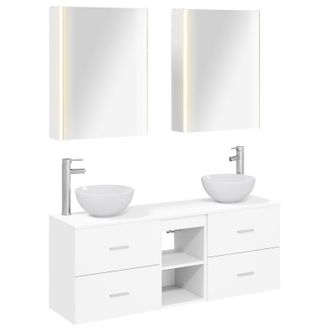 vidaXL Juego De Muebles De Ba&ntilde;o 5 Uds. Blanco Madera De Ingenier&iacute;a Vidaxl