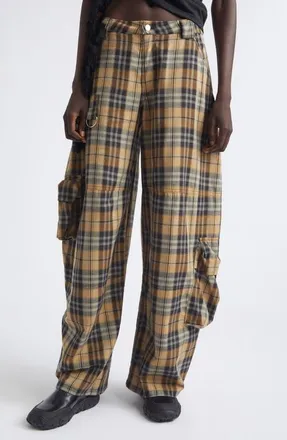 Collina Strada Wide Leg Cargo Pants in Smog Plaid at Nordstrom, Size X-Small