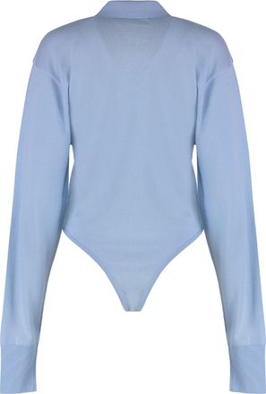Jacquemus Womens The Tordu Merino Bodysuit Light Blue Wool Tops Top