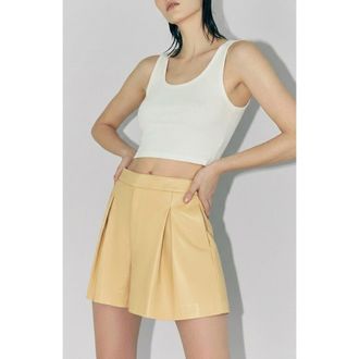 AS by DF Willow Leather Skorts in Butter at Nordstrom, Size 3X-Large