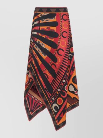 Pucci archival print asymmetric draped silk skirt