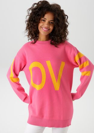 Aniston Strickpullover mit eingestricktem LOVE-Schriftzug