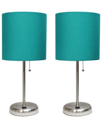 Lalia Home Stick Lamp With Usb Charging Port And Fabric Shade 2Pk Set