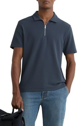 Reiss Forno Textured Quarter Zip Polo in Airforce Blue at Nordstrom, Size X-Large
